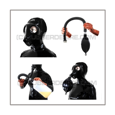 Deluxe M85 gasmask-zipperhood-system BUBBLE-I with inhaler-set, tube- and rebreathing-bag-set